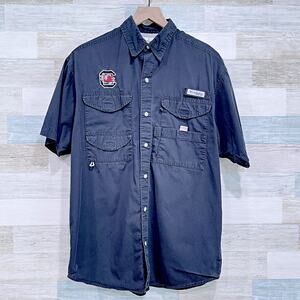 South Carolina Gamecocks Columbia PFG Bonehead Fishing Shirt Black Mens Small